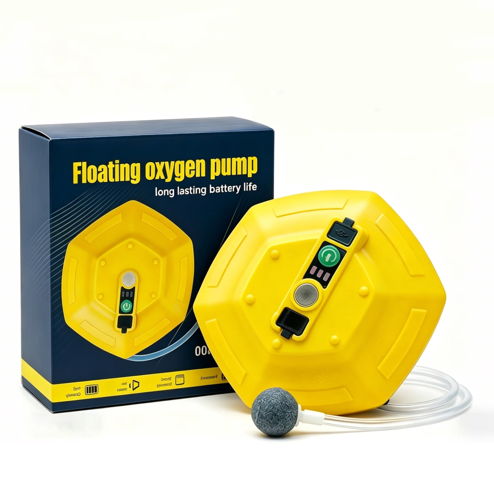 Floating Bait Aerator, Rechargeable Portable Fish Aerator with 3000mAh Battery, Livewell Aerator Pump for Fishing Trips and Fish Tank Use