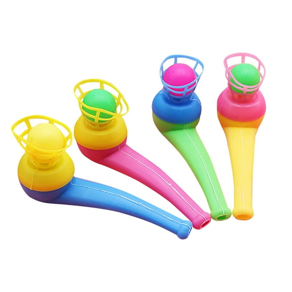 Floating Ball Blower Toys - 4Pcs Pipe Blowers With 4 Balls, Random Colors, Fun Blowing For Kids, Party Favors, Outdoor Indoor Play