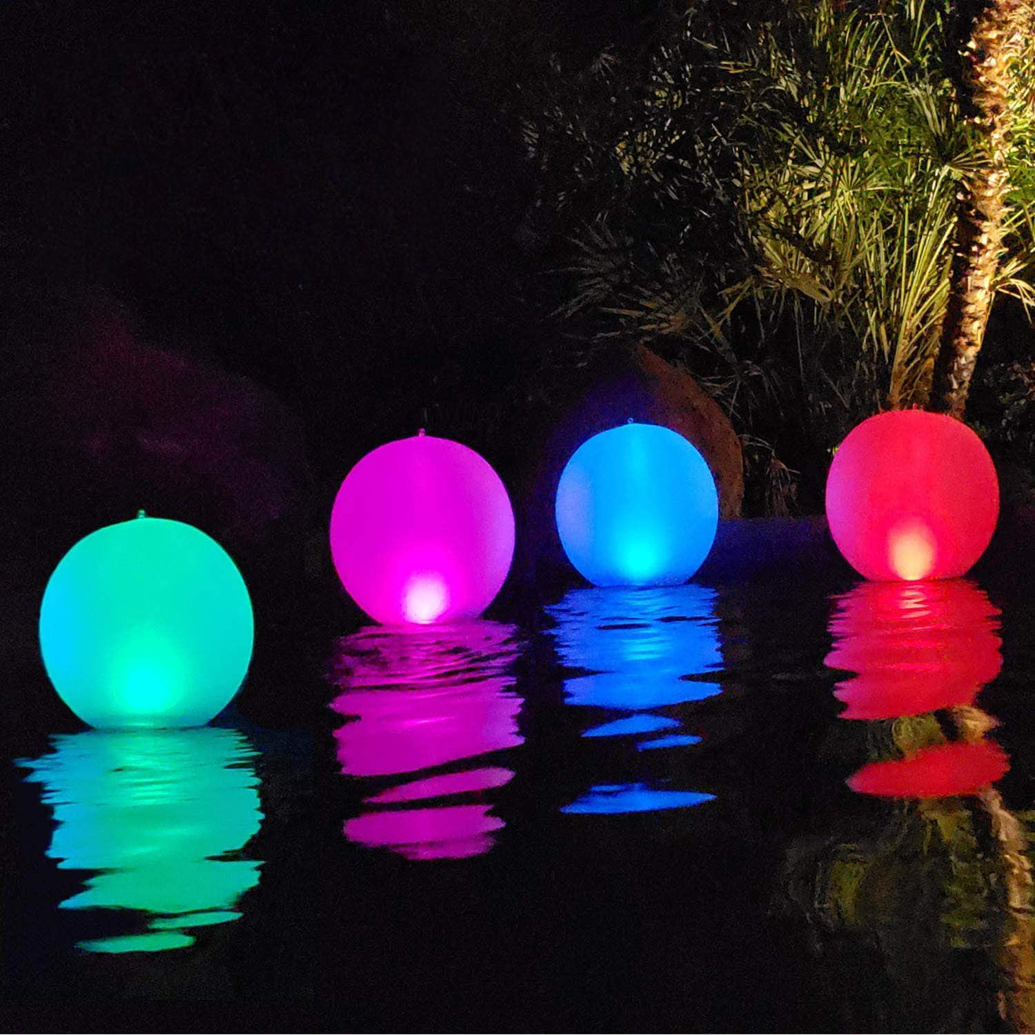 14" Multicolor Inflatable Solar LED Floating Pool Lights