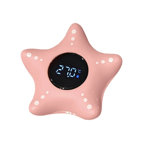Floating Bath Water Thermometer 3.7 Inch Cute Star Shaped LED Color Alert LCD Display Accurate Temperature 32–176°F Waterproof Floating Bathtub Thermometer for Home Bathroom Pink
