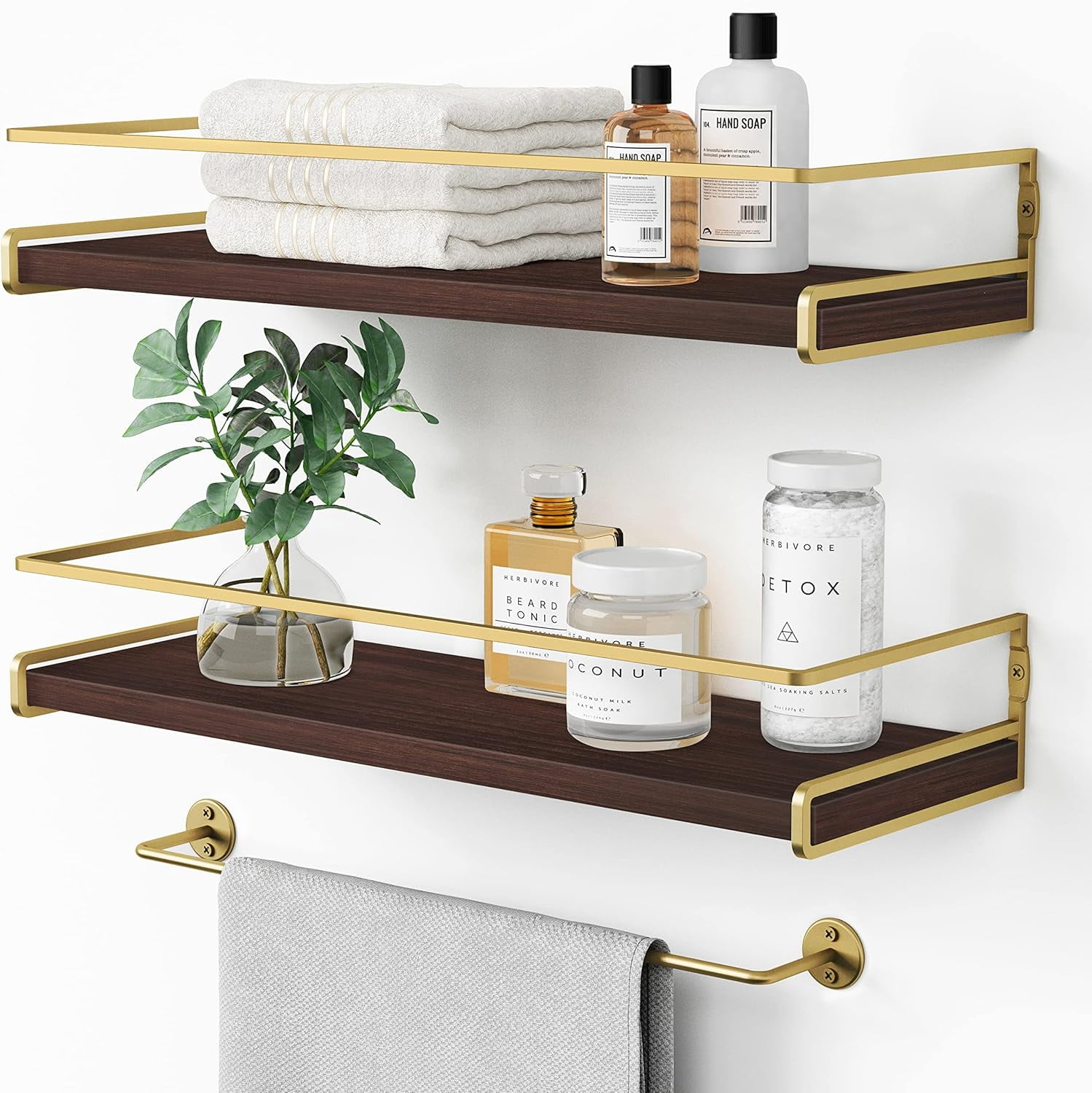 Floating Bathroom Shelves Wall Mounted, Aesthetic White and Gold ...