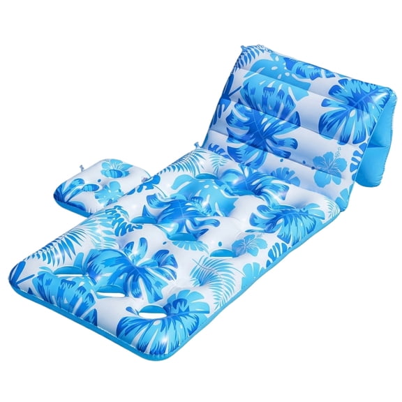 Floating Beach Waterbed with Foldable Backrest,Inflatable Sofa Cylindrical Chair for Water Lounge,Pool Floats for Relaxation,for Swimming Pool,Beach,Lake,Blue