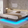 Floating Bed Frame King Size with LED Lights, Modern Metal King