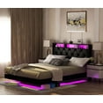 Floating Bed Frame Queen Size with LED Lights & Charging Station, USB