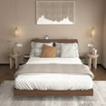 thumbnail image 1 of Floating Bed Frame Queen Size with LED Lights and USB Charging Station, Modern Platform Bed with Storage Headboard, No Box Spring Needed, Easy Assembly, Walnut, 1 of 16