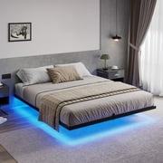Floating Bed Frame Queen Size Metal Platform Bed Frame with LED Lights for Bedroom, No Box Spring Needed, Black