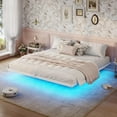 Floating Bed Frame Queen Size with LED Lights Metal Platform Queen Bed