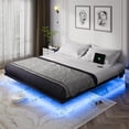 thumbnail image 1 of Floating Bed Frame Queen Size with Smart LED Lights and Charging Station - Modern Metal Platform Bed, Easy Assembly No Box Spring Needed, 1 of 14