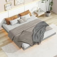 thumbnail image 1 of Floating Bed Frame, UHOMEPRO King Size Wood Platform Bed with LED Lights for Bedroom, Modern Solid Pine Wood King Bed Frame for Teens Adults, No Box Spring Needed, Easy Assembly, Gray, 1 of 12