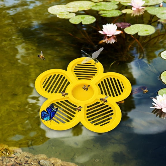 Floating Bee Waterer Outdoor Flower-Shaped Pollinator Drinking Station with Feeding Slots Weather-Resistant Bee Watering Device for Beekeeping Gardens and Apiaries