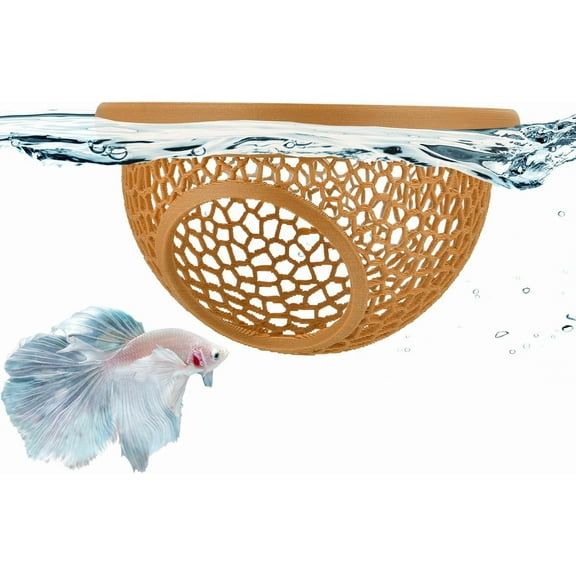 Floating Betta Hide & Shrimp Cave – 3D Printed Aquarium Decor, Multi-Functional Hammock, Feeding Ring & Safe Resting Spot for Betta, Shrimp & Small Fish (PLA, Eco-Safe)