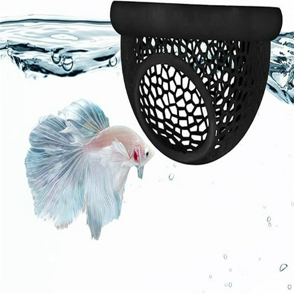 Floating Betta Hide & Shrimp Cave – All-in-One Aquarium Hammock, Feeder, and Safe Resting Spot for Stress-Free Fish Tanks(black)