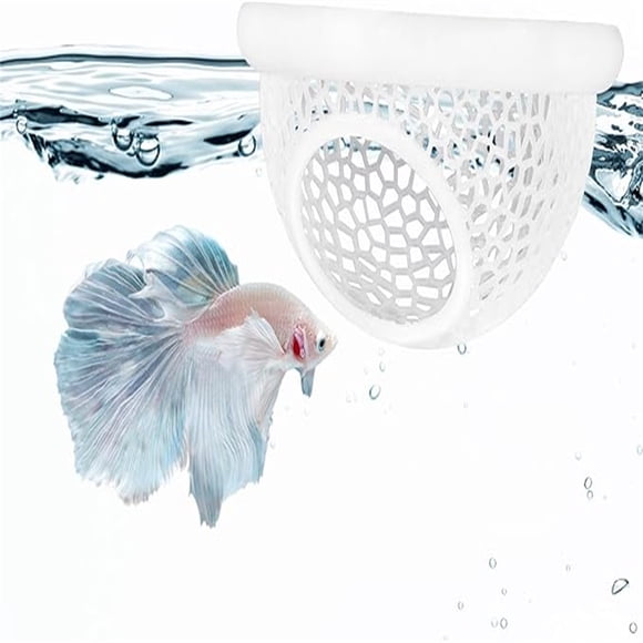 Floating Betta Hide & Shrimp Cave – All-in-One Aquarium Hammock, Feeder, and Safe Resting Spot for Stress-Free Fish Tanks（white）