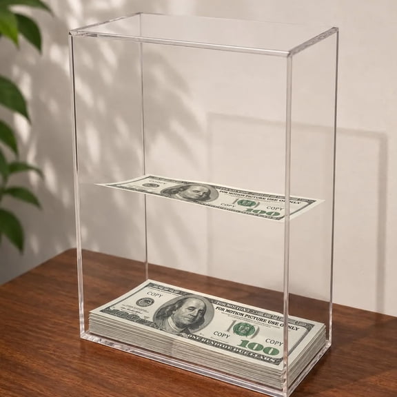 Floating Bill Savings Challenge Box, Clear Acrylic Money Bank Floating Acrylic Money Saving Box, Saving Feels Different When You Can Actually Watch The Money Build Up