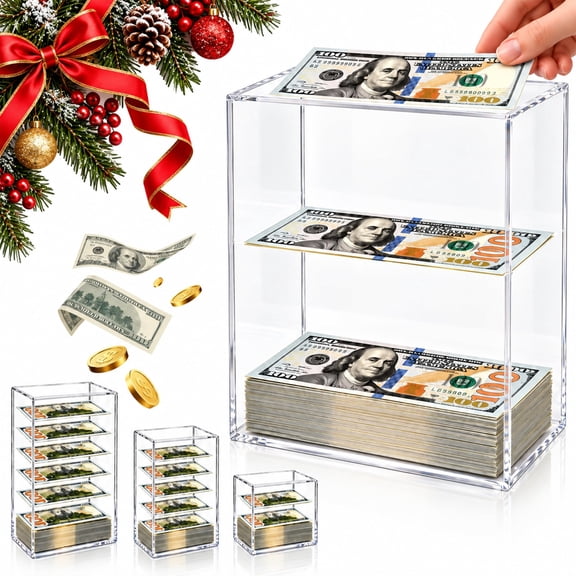 Floating Bill Savings Challenge Box, Clear Acrylic Money Bank for Adults,Clear Piggy Bank