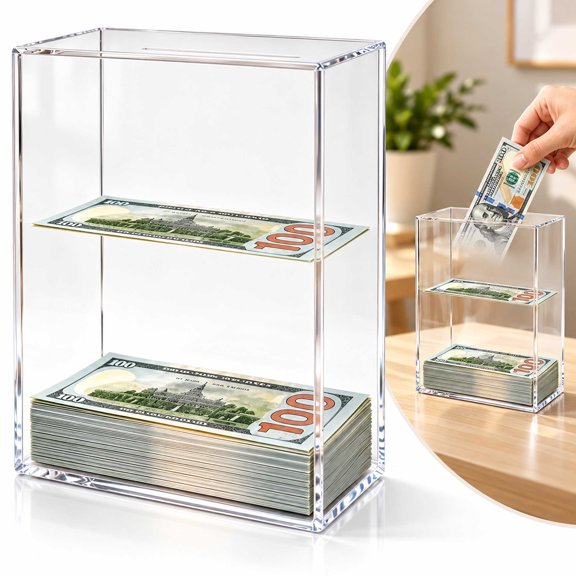 Floating Bill Savings Challenge Box, Clear Acrylic Money Jar, for Budgeting and Gifts, Visual Progress Design