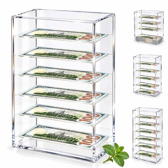 Floating Bill Savings Challenge Box, Clear Acrylic Money Saving Bank, Money Saving Box, Acrylic Money Box
