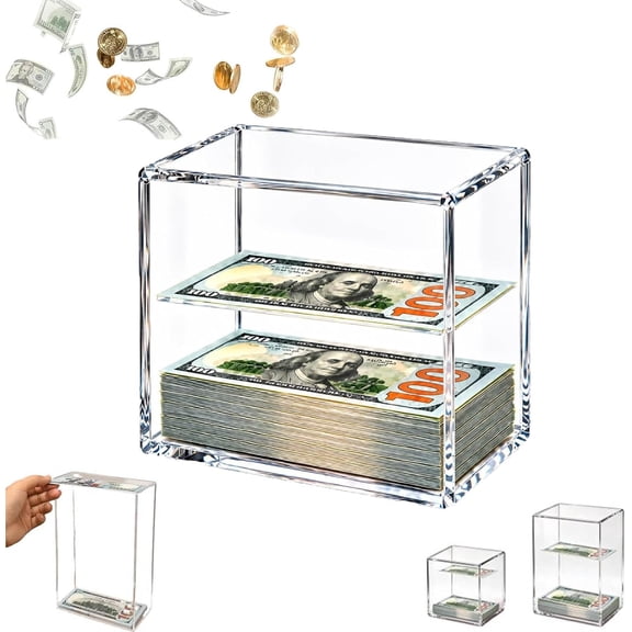 Floating Bill Savings Challenge Box Clear Acrylic Piggy Bank Money Jar, Floating Bill Savings Challenge Box Transparent Acrylic Money Jar, Real-Time Visual Progress for Saving Plans