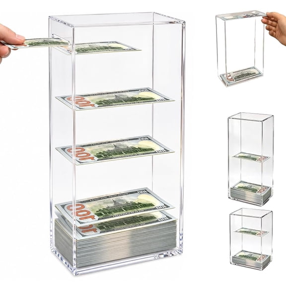 Floating Bill Savings Challenge Box Clear Acrylic Piggy Bank Money Jar Gifts Gamified Management Saving Plans Budget Tracker Reusable Cash Goal