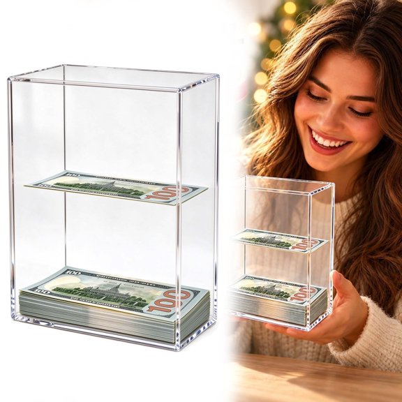 Floating Bill Savings Challenge Box, Clear Acrylic Piggy Bank, Real-Time Visual Progress, Comes with a protective film, for Saving Plans, Gifts