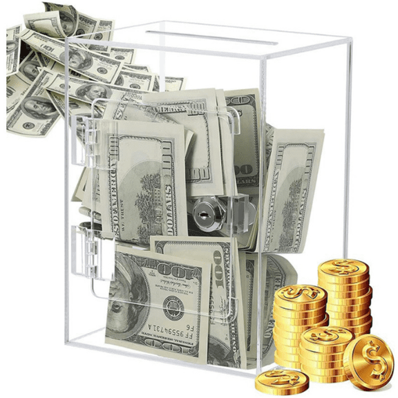Floating Bill Savings Challenge Box, Clear Acrylic Piggy Bank for Saving Plans, Gifts
