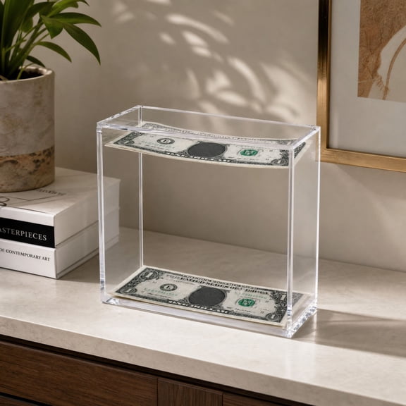 Floating Bill Savings Challenge Box,Clear Piggy Bank with Floating Bill Display,Gamified Savings for Goals and Thoughtful Gifts