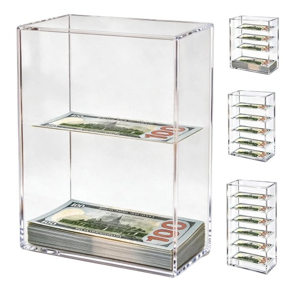 Floating Bill Savings Challenge Box, Floating Savings Box, Clear Acrylic Money Bank, Holds Up To 1,800 Bills, Gift for Adults
