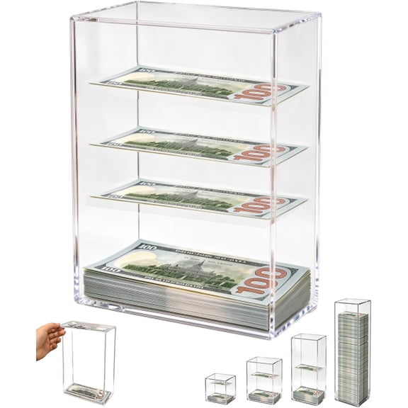 Floating Bill Savings Challenge Box, Transparent Acrylic Money Bank, Floating Cash Visual Effect Piggy Bank, Real-Time Savings Tracker for Budgeting, Home Desk Decoration & Gift