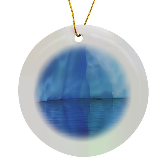 3drose, Floating Blue Iceberg Reflection, Paradise Bay,antarctica, Circle Porcelain Ornament