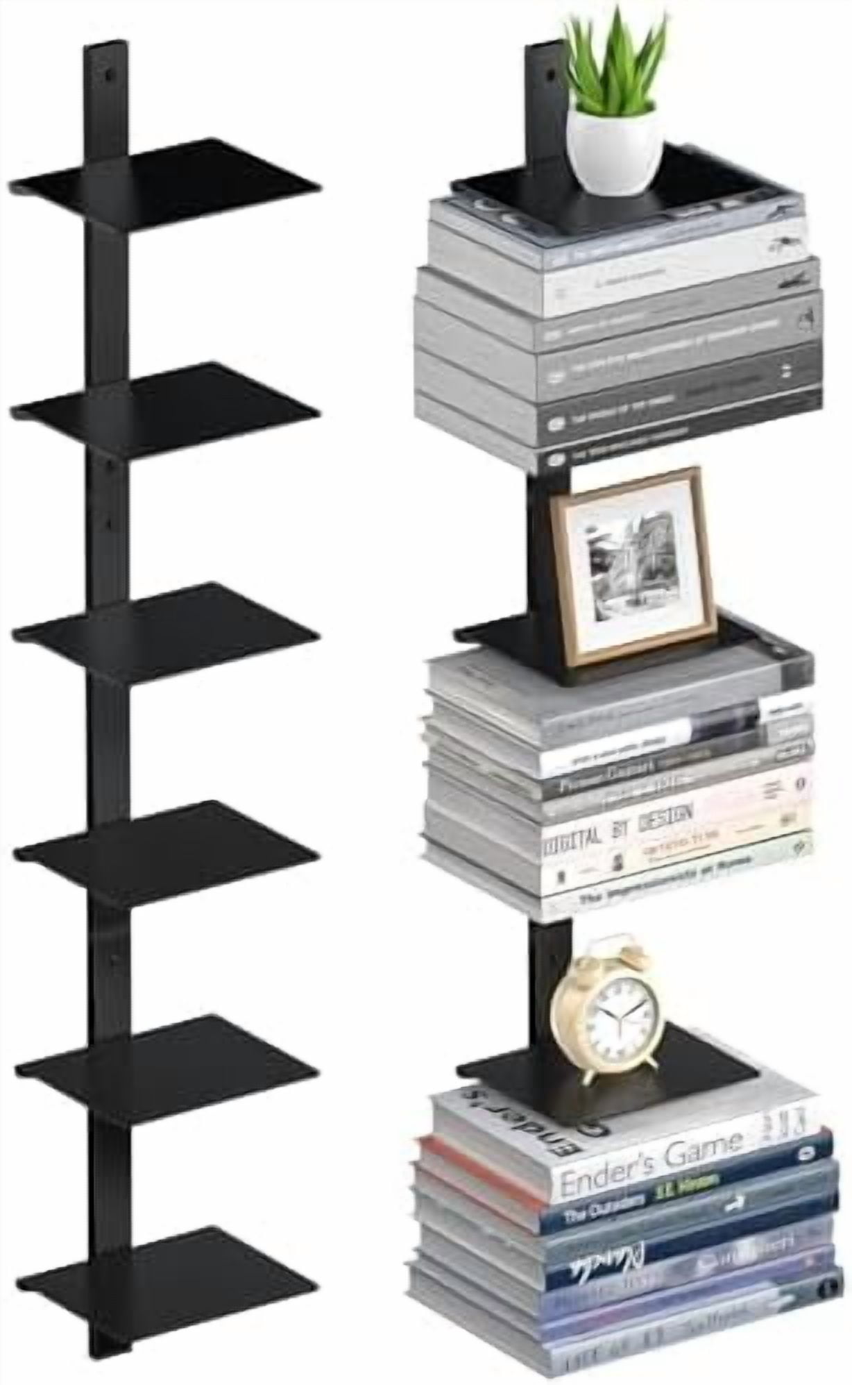 Floating Book Shelves for Wall, 6 Tier Invisible Floating Bookshelf