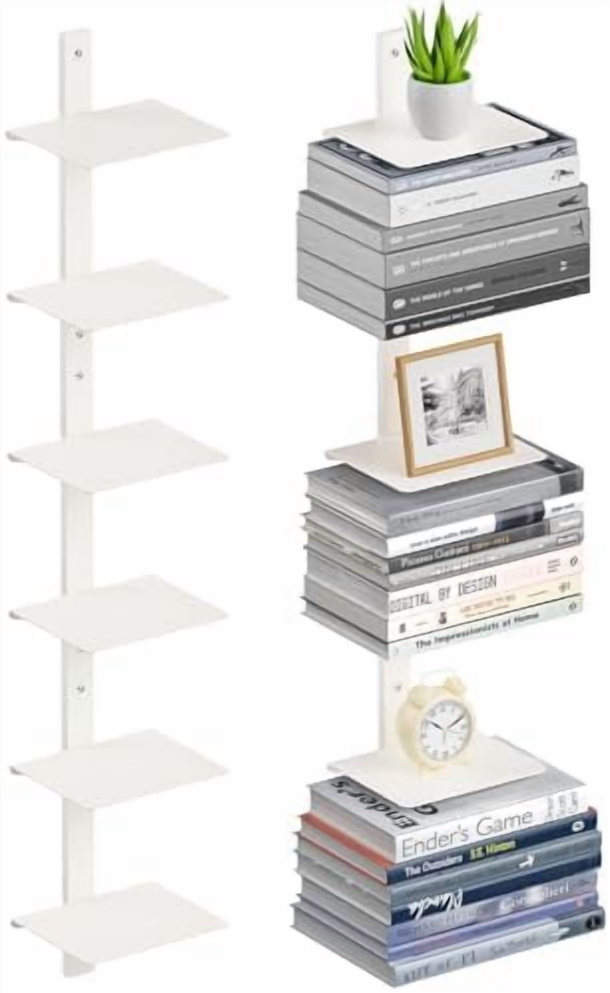 Floating Book Shelves for Wall, 6 Tier Invisible Floating Bookshelf