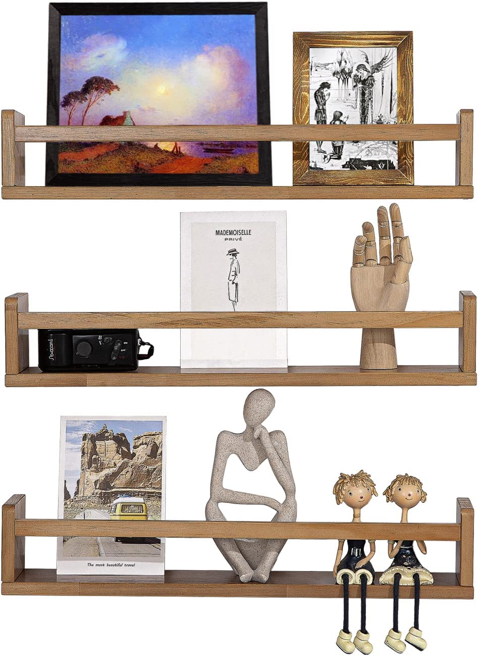 Floating Bookshelf 3 Same Dimensions, 16 Inch Handmade Solid Wood Wall