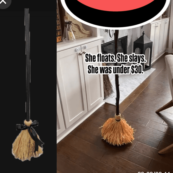 Floating Broom, Dancing Witch Broomstick with Motion Sensor Spooky Sounds, Moving Floating Broom Halloween Prop, Animated Witch's Broomstick for House Party Decorations