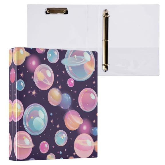 Floating Bubbles Pattern 3 Ring Hardcover Binders 1.5in Round Rings for Letter-Size Folder Paper Organizer Pockets for Office Student Recipe