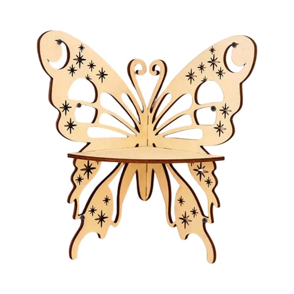 Floating Butterfly Wall Shelf Wooden Space Saving Storage Rack for Bathroom Office Bedroom Decor