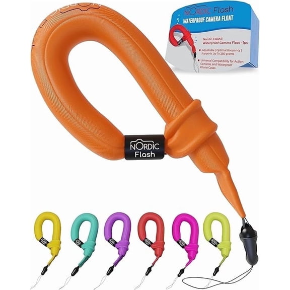 Nordic Flash Floating Camera Wrist Strap, Waterproof Wrist Strap for GoPro and Phone Cameras- Orange