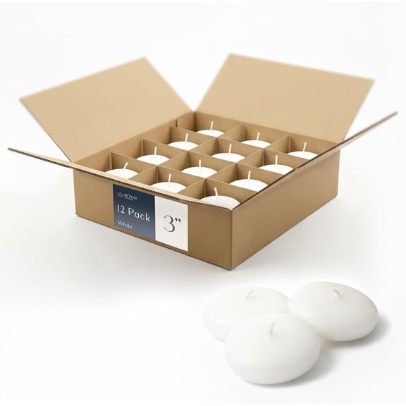 Floating Candles 3 inch White, Unscented Dripless Wax Discs | Made in USA Long Burning Floating Candles for Centerpieces 8-10 Hour Burn Time, Weddings, Parties, Home Décor & Holidays - Royal Imports