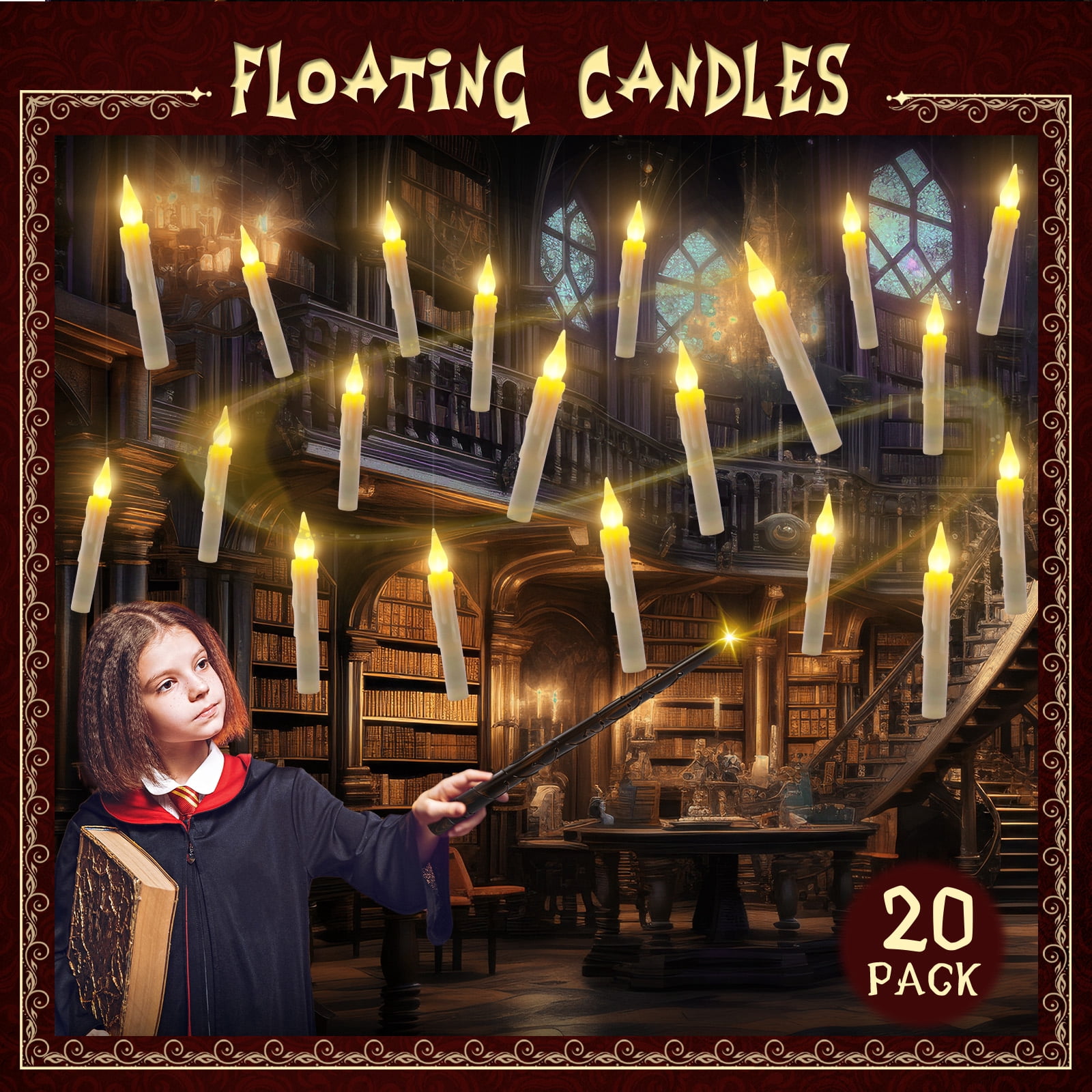 Floating Candles Halloween with Wand Remote & String, Christmas