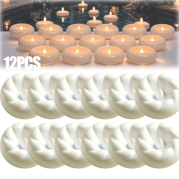 Floating Candles for Pool LED Floating Candles Waterproof Flameless Tea Lights Warm White Flickering Battery Operated for Weddings Parties Home Decor Spa 12PCS