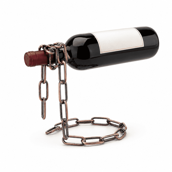 Floating Chain Wine Bottle Holder, Metal Chain Wine Rack Stand, Creative Gravity Wine Display Holder for Bar Counter, Kitchen, Dining Room, Home Decor, Gold Antique Copper Silver