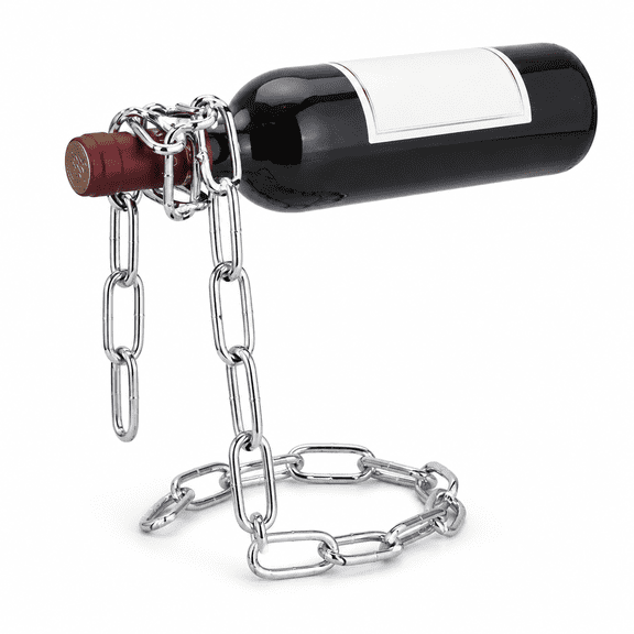 Floating Chain Wine Bottle Holder, Metal Chain Wine Rack Stand, Creative Gravity Wine Display Holder for Bar Counter, Kitchen, Dining Room, Home Decor, Gold Antique Copper Silver