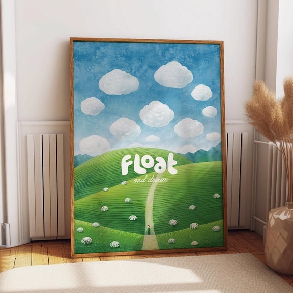 Floating Clouds And Dreamy Hills Art Poster – Calm And Peaceful Decor - Nature-Inspired Minimalist Wall Print Wall Art, Modern Wall Decor, 24x36 UNFRAMED
