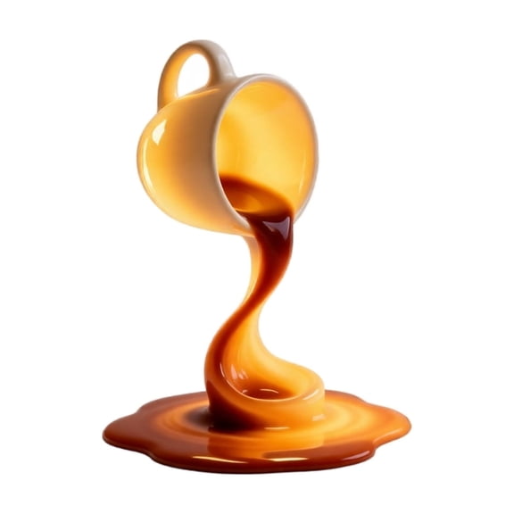 Floating Coffee Pour Lamp, Levitation Spilling Mug Light, Creative Ambient | Tabletop Art Sculpture Decor, Funny Gift for Coffee Lover, Home Office Desk Ornament, Warm Glow (1pc)