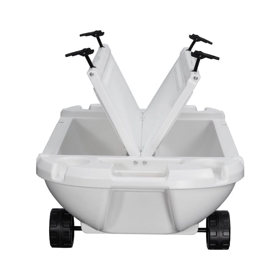 Floating Cooler 40 QT, Amphibious Ice Chest with Wheels & Rope, Premium LLDPE Cooler for Lake, River, Pool, Beach, Kayak - White