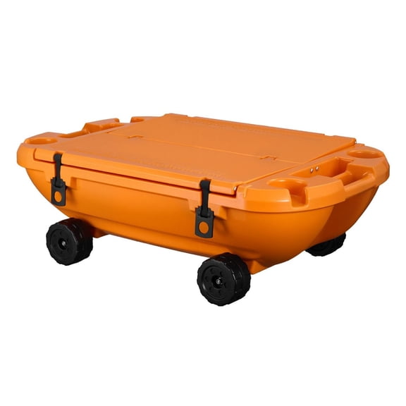 Floating Cooler 40 QT, Amphibious Ice Chest with Wheels & Tow Rope, Premium LLDPE Floating Cooler for Lake, River, Pool, Beach, Kayak - Orange