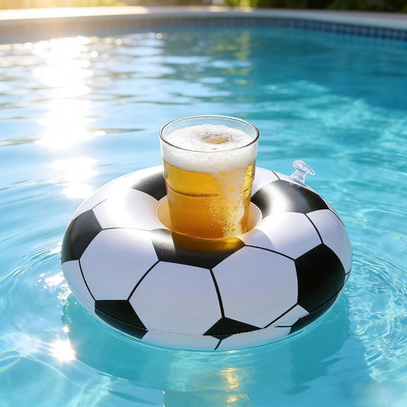 Floating Cooler,Inflatable Bar,Inflatable Soccer Cooler, Soccer Floating Ice Bucket, Sport Theme Drink Container for Summer Beach Pool Party Decor Soccer Sporting Events(8IN)
