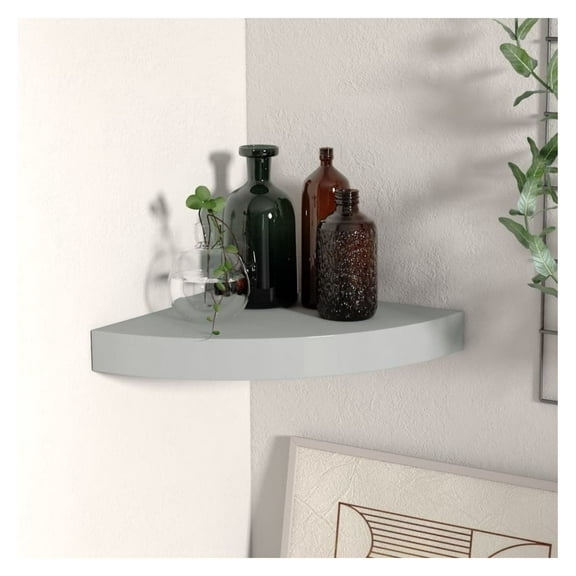 Floating Corner Shelf Gray 9.8"x9.8"x1.5" MDF Grey