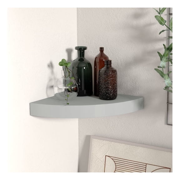Floating Corner Shelf Gray 9.8"x9.8"x1.5" MDF