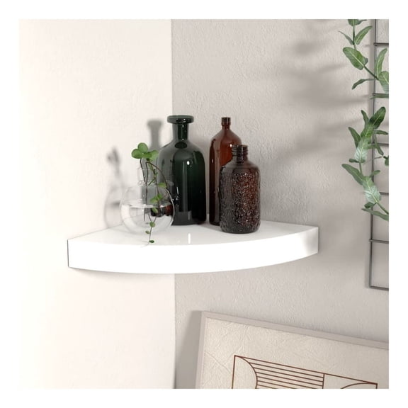 Floating Corner Shelf High Gloss White 9.8"x9.8"x1.5" MDF