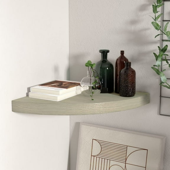 Floating Corner Shelf Oak 13.8"x13.8"x1.5" MDF Brown